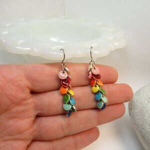 Rainbow enamel drop earrings